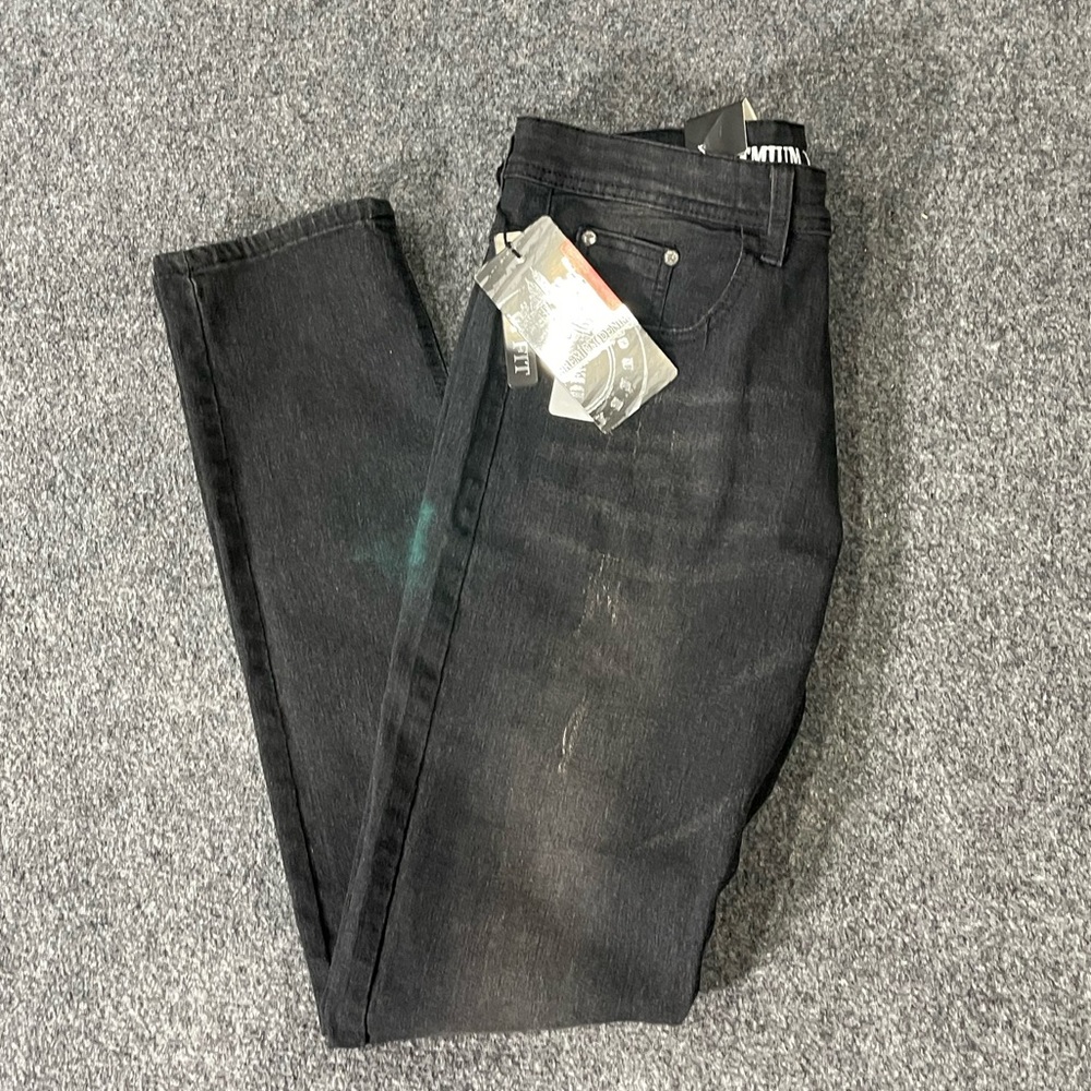 NWT Premium Denim Men's Washed Black Skinny-Fit Stretch Jeans Sz 34/32